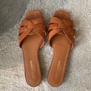 Saint Laurent Woven Leather Sandal Slide